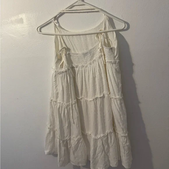 SHEIN White Ruffle Babydoll Dress - Size M - Adjustable Tie straps - Picture 4 of 6